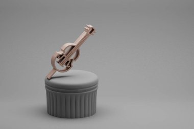 Güzel soyut illüstrasyonlar müzikal Inclled Viyolonsel sembolleri bir sütunda ve harika bir arka planda. 3D tasvir. Tasarım için arkaplan deseni.