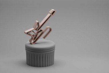 Güzel soyut illüstrasyonlar müzikal Electric Guitar bir sütunda sembol simgeleri ve harika bir arkaplanı var. 3D tasvir. Tasarım için arkaplan deseni.