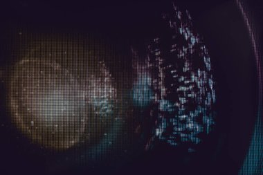 Close up beautiful camera lens. Background pattern for design. Macro  photography view. Close-up of pixel.	