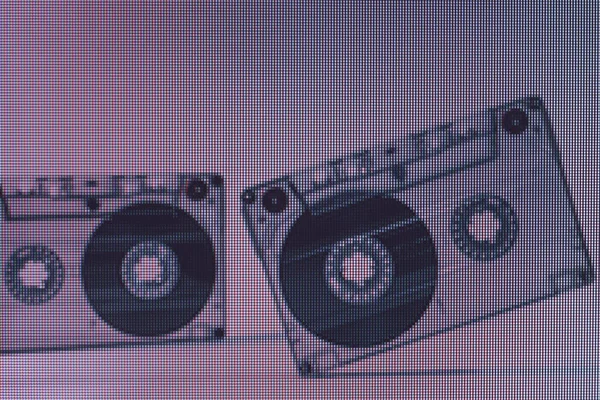 Prachtige Audio Cassette Tape Neon Licht Minimalisme Retro Stijl Concept — Stockfoto