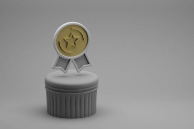 Güzel soyut illüstrasyonlar Yıldız Rozeti sembolleri bir sütunda ve harika bir arka planda. 3D tasvir. Tasarım için arkaplan deseni.