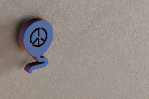 Beautiful Abstract Illustrations Blue Peace Balloon Symbol Icons Gray Wall — Stock fotografie