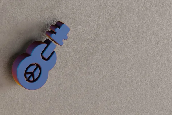 Beautiful Abstract Illustrations Blue Peace Guitar Symbol Icons Gray Wall — Photo