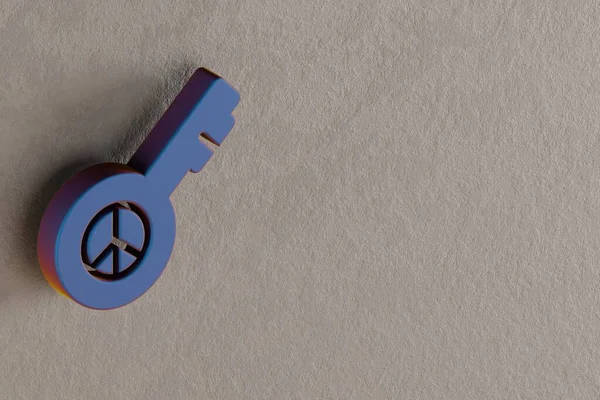 Beautiful Abstract Illustrations Blue Peace Key Symbol Icons Gray Wall — ストック写真