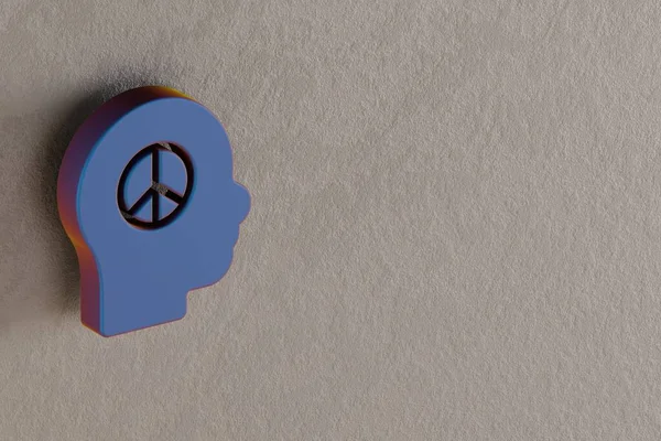 Beautiful Abstract Illustrations Blue Peace Head Symbol Icons Gray Wall — Stockfoto