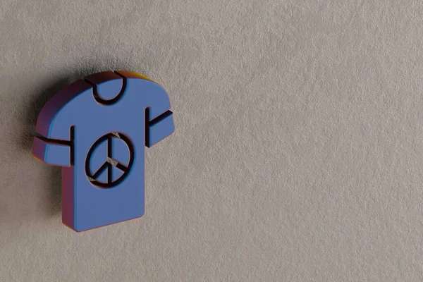 Beautiful Abstract Illustrations Blue Peace Shirt Symbol Icons Gray Wall — Stockfoto