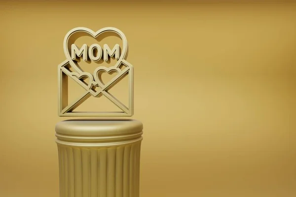 Beautiful Illustrations Golden Message Word Mom Heart Symbol Icons Golden — 스톡 사진