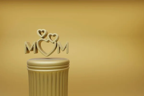 Beautiful Illustrations Golden Word Mom Heart Symbol Icons Golden Column — 스톡 사진