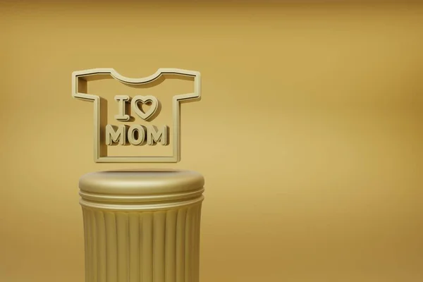 Beautiful Illustrations Golden Shirt Words Love Mom Heart Symbol Icons — Fotografia de Stock