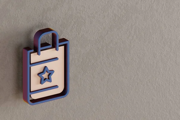 Beautiful Abstract Illustrations Blue Golden Shopping Bag Star Symbol Icons — Stockfoto