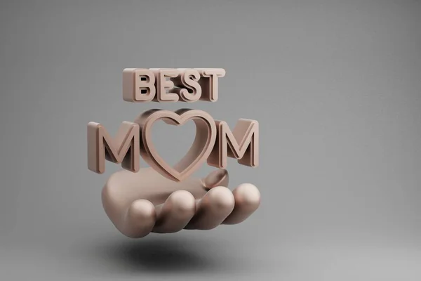 Beautiful Abstract Illustrations Golden Hand Holding Word Best Mom Heart — 스톡 사진
