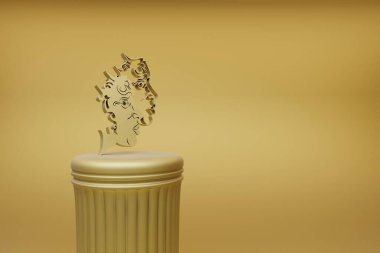 Güzel soyut çizimler Altın Zodyak, altın bir sütun ve harika bir arkaplan üzerinde Gemini sembolleri imzalar. 3D tasvir. Tasarım için arkaplan deseni. 