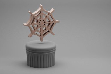 Güzel soyut çizimler bir sütun standında ve harika bir arka planda Cadılar Bayramı web simgeleri. 3D tasvir. Tasarım için arkaplan deseni.