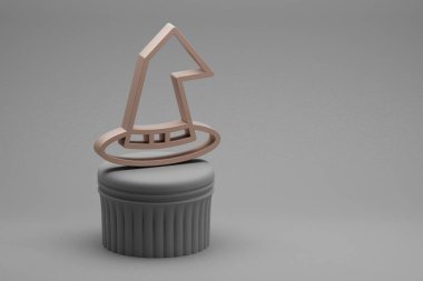 Güzel soyut çizimler Cadılar Bayramı sütun standında hangi şapka sembolleri ve harika arka plan. 3D tasvir. Tasarım için arkaplan deseni.