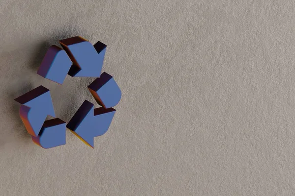 美しい抽象的なイラスト壁の背景にブルーリサイクルのシンボルアイコン 3Dレンダリングイラスト デザインの背景パターン — ストック写真