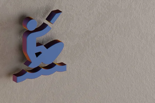 美しい抽象的なイラスト壁の背景に青いカイトサーフィンのシンボルアイコン 3Dレンダリングイラスト デザインの背景パターン — ストック写真