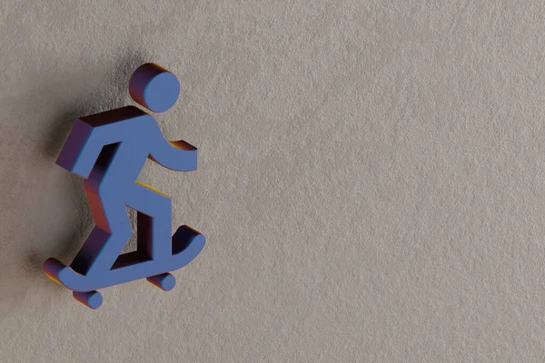 Krásné Abstraktní Ilustrace Modré Skateboarding Symbol Ikony Pozadí Zdi Vykreslující — Stock fotografie
