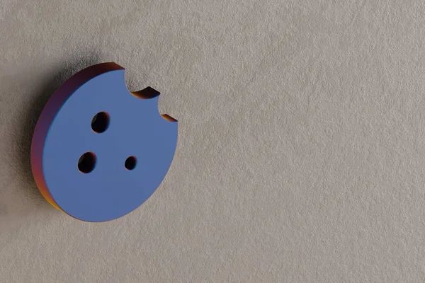 Vackra Abstrakta Illustrationer Blå Cookie Symbol Ikoner Vägg Bakgrund Återgivning — Stockfoto