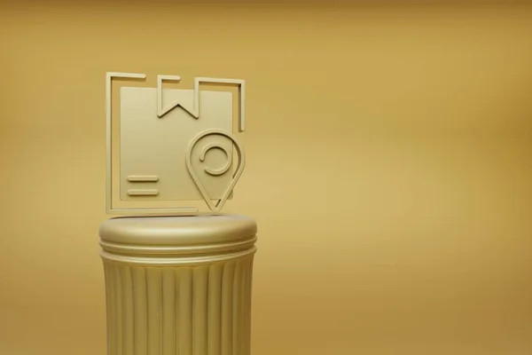 Hermosas Ilustraciones Abstractas Golden Delivery Box Iconos Símbolos Seguimiento Sobre — Foto de Stock