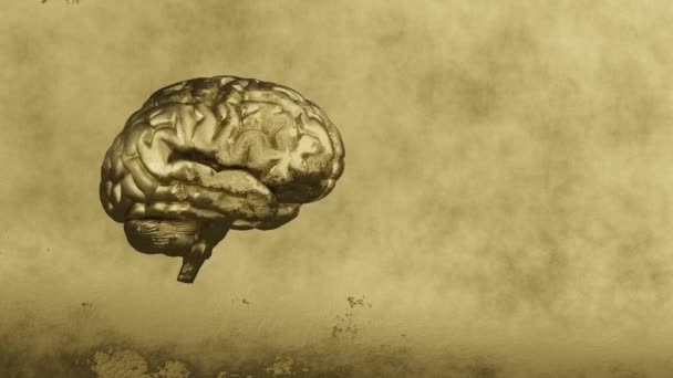 Zlatý Mozek Zlatém Pozadí Medicína Věda Genetická Biotechnologie Koncepce Genových — Stock video
