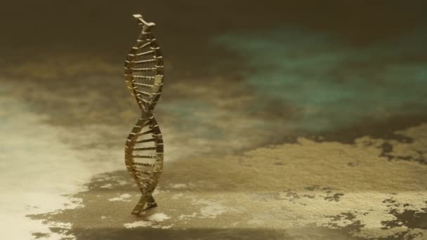 Goldene Dna Molekül Komplexe Spiralstruktur Auf Goldenem Hintergrund Medizin Wissenschaft — Stockvideo