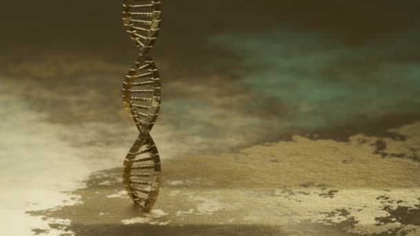 Goldene Dna Molekül Komplexe Spiralstruktur Auf Goldenem Hintergrund Medizin Wissenschaft — Stockvideo