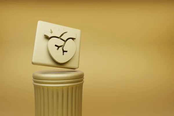 Schöne Abstrakte Illustrationen Goldenes Herz Symbolsymbole Auf Einer Goldenen Säule — Stockfoto