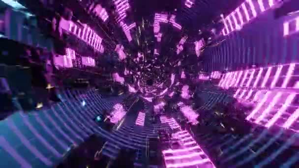 Tunnel Fantascientifico Con Luci Neon Astratto Tunnel High Tech Come — Video Stock