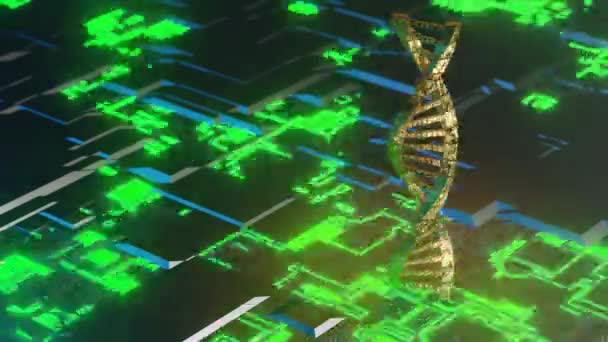 Dna 분자의 구조는 Cpu 추상적 유전자 유전자 개념에 렌더링 일러스트 — 비디오
