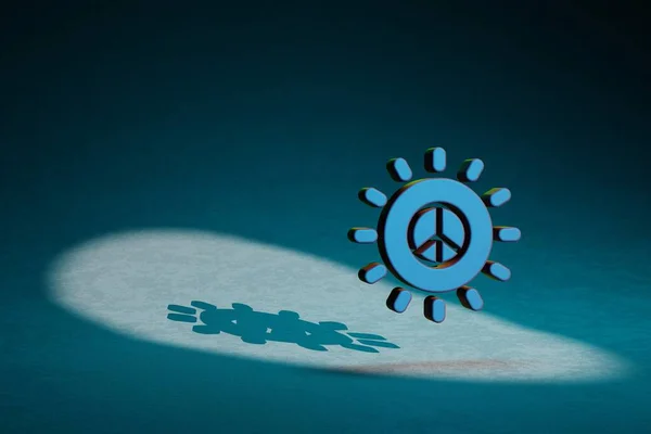 Piękne Abstrakcyjne Ilustracje Ikona Symbolu Peace Sun Ciemnoniebieskim Tle Ilustracja — Zdjęcie stockowe