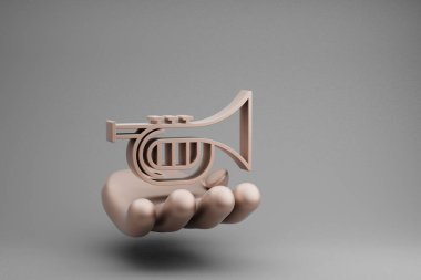 Güzel soyut çizimler Altın El Tutuşu müzikali gri bir arkaplanda Saksonon sembolü simgesi. 3D tasvir. Tasarım için arkaplan deseni.