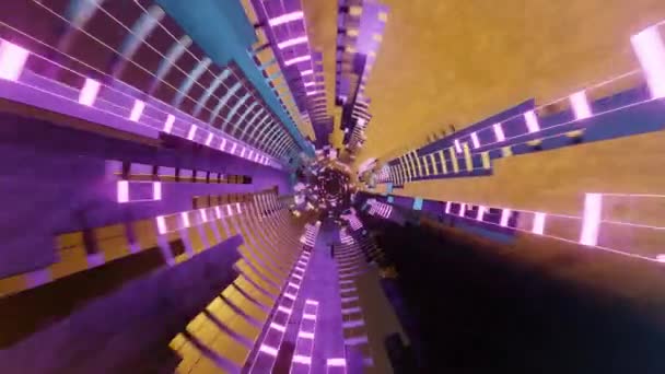 Túnel Ciencia Ficción Con Luces Neón Túnel Abstracto Alta Tecnología — Vídeos de Stock