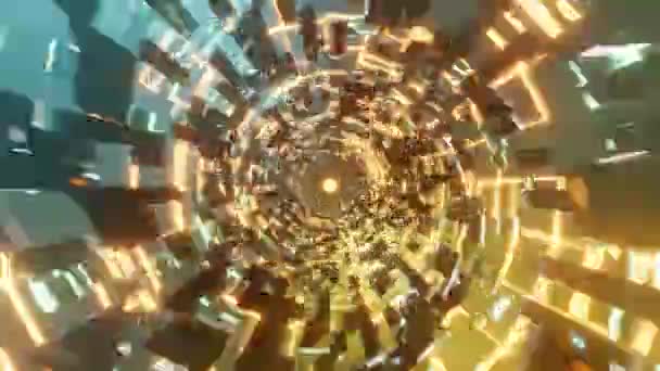 背景图案上带有紫光的涡旋隧道结构 可用于设计 3D渲染说明 循环视频 — 图库视频影像