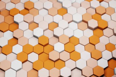 Güzel soyut sarı altıgenler. 3D tasvir. Tasarım için arkaplan deseni.