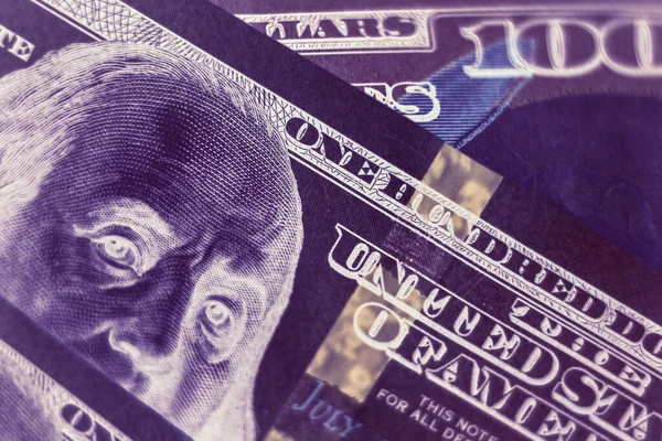 Close Franklin Face One Hundred Dollar American Dollars Cash Money — Stockfoto