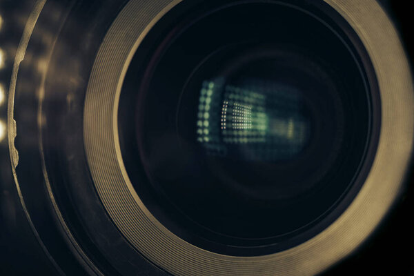 Beautiful abstract camera lens with  glass reflection.  Background pattern for design.