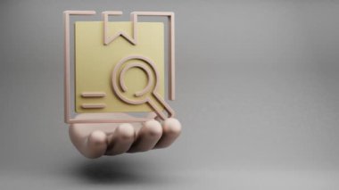 Gri bir arkaplanda güzel soyut çizimler Altın El Tutma Teslimat Zamanlayıcısı simgesi simgesi. 3D tasvir. İnternetten alışveriş. Döngü videosu.
