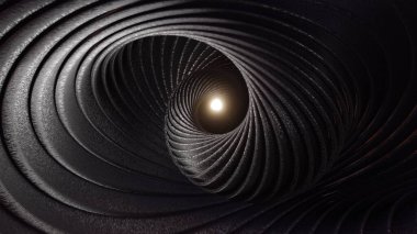 Güzel, soyut, siyah, parlak kıvrımlı arka plan. Yıldız patlaması dinamik halkaları. Tasarım için 3d resimleme arkaplan şablonu. 
