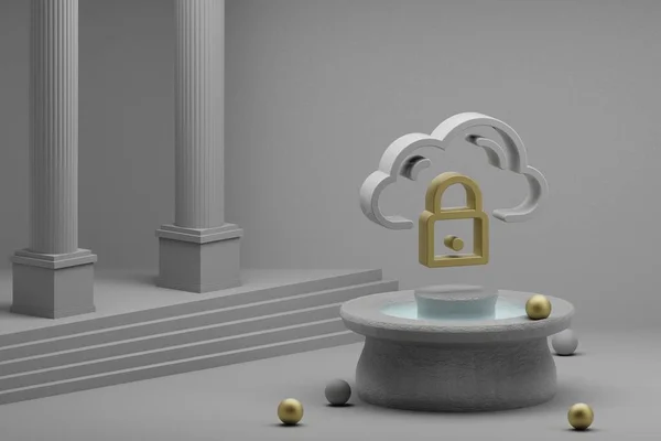 Beautiful Abstract Illustrations Cloud Database Security Symbol Icon Fountain Column — Stockfoto