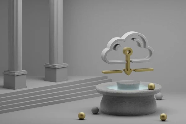 Beautiful Abstract Illustrations Cloud Server Download Symbol Icon Fountain Column — Fotografia de Stock