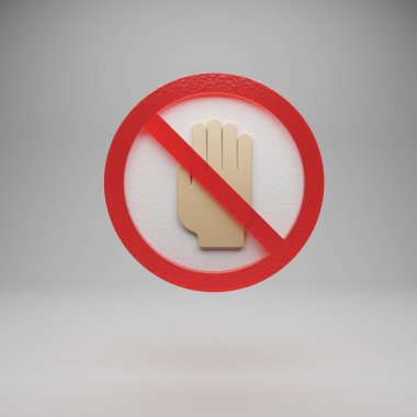 Güzel soyut illüstrasyon Yasak, el, içki yasağı, gri arkaplanda uyarı simgesi. 3D tasvir. Tasarım için arkaplan deseni.