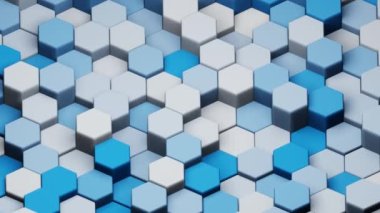 Beautiful Abstract blue hexagons. 3d rendering illustration. Background pattern for design. Loops video.