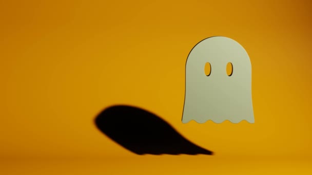 Wonderful Halloween Yellow Ghost Symbol Orange Background Rendering Illustration Background — 비디오