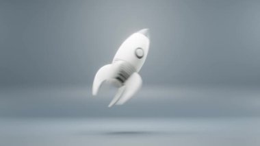 Beautiful abstract animation rocket launcher symbol on a blue background . 3d rendering illustration. Background pattern for design. Loops video.
