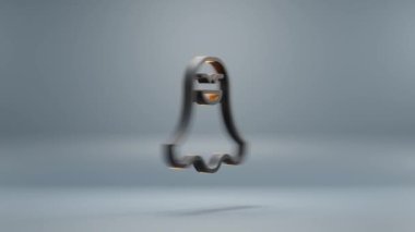 Beautiful abstract animation Halloween, black Ghost with orange light  symbol on a blue background . 3d rendering illustration. Background pattern for design. Halloween day. Loops video.