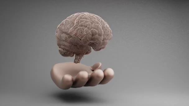 Чудові Абстрактні Ілюстрації Хвильовий Мозок Золотої Руки Сірому Фоні Ілюстрації — стокове відео
