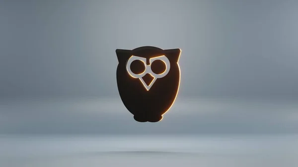 Хэллоуин Черный Owl Оранжевым Световым Символом Синем Фоне Визуализация Иллюстрации — стоковое фото