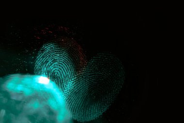 Tasarım için arkaplan dokusunda güzel, soyut mavi, yeşil renkli parmak izi. Makro fotoğrafçılık görünümü.