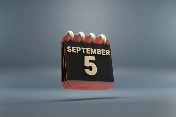 Standing Black Red Month Lined Desk Calendar Date September Modern — 스톡 사진