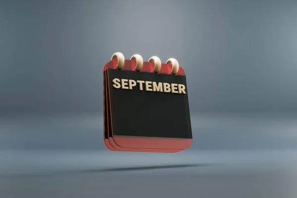 Standing Black Red Month Lined Desk Calendar September Modern Design — Stock Photo, Image